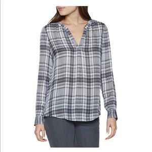 Joie Plaid Silk Blouse NWOT